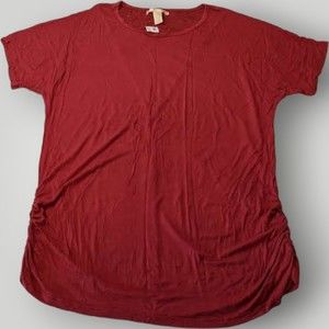 NWT NYC Women's 2X RED Short Sleeve Rayon Blend Lace Inset T Shirt Top